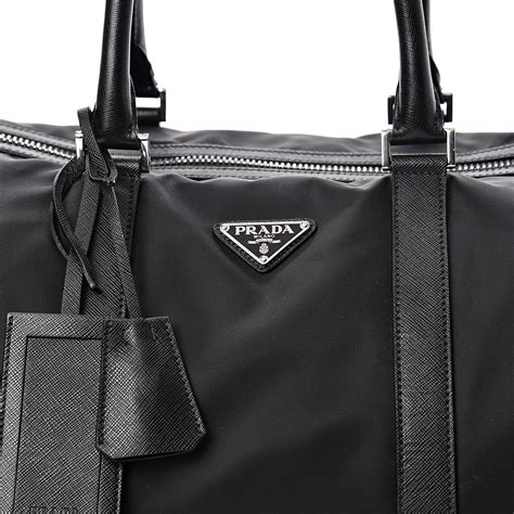 prada black duffle bag|prada nylon saffiano bag.